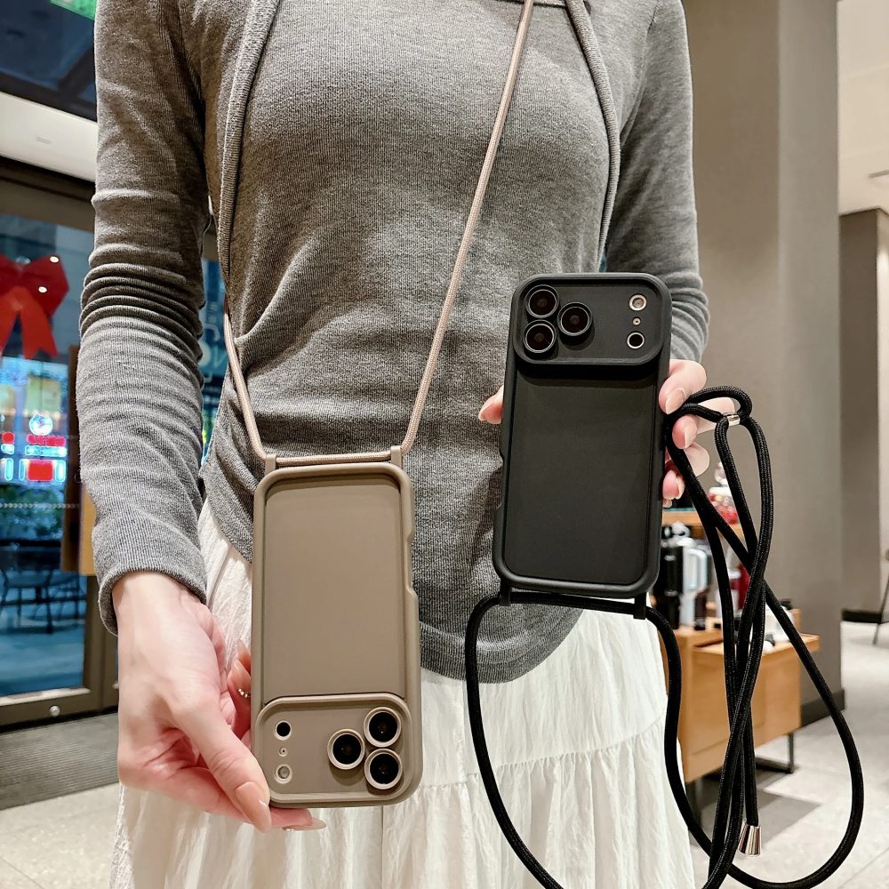 Handyhülle für iPhone 17 16 15 14 13 12 11 Pro Xs Max 7 8 Plus 16e 17e mit verstellbarem Umhängeband und weicher Schutzhülle