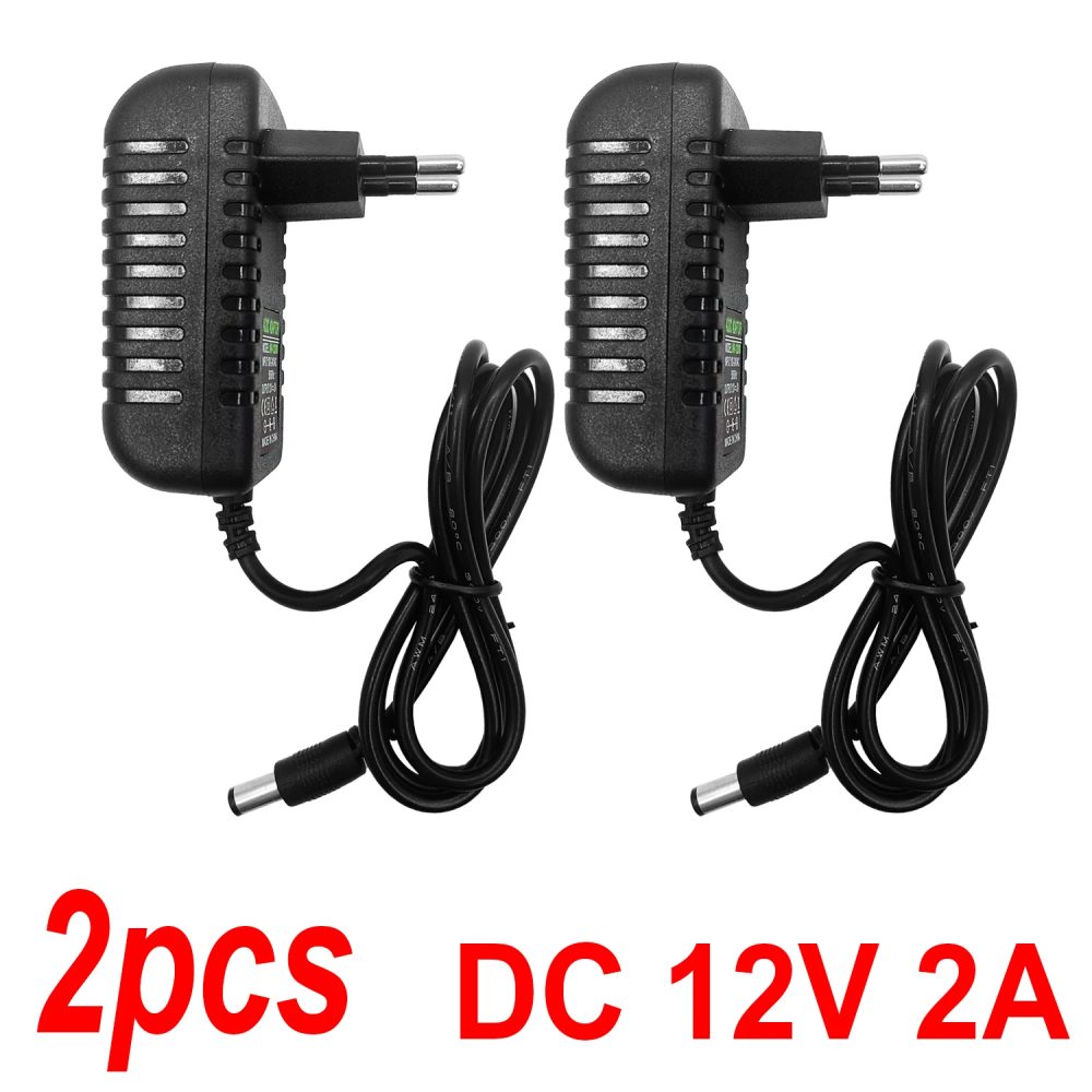 2 Stück Netzteil AC 100?240 V Eingang DC 12 V 2 A Ausgangsversorgung Ladegerät Universal-Adapter Konverter Stecker für Kamera DVR Router LED