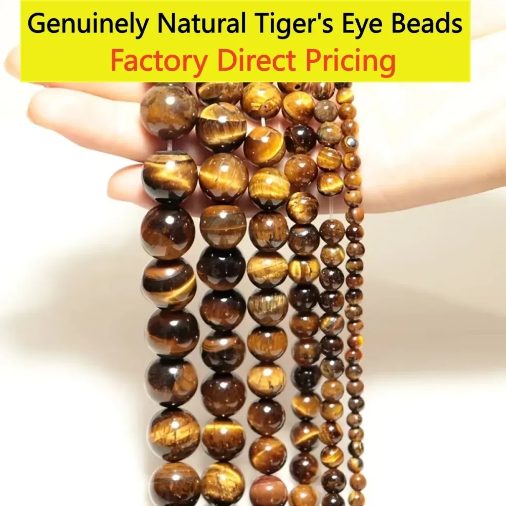 Naturstein Echte Gelbe Tigerauge Stein Perlen Runde Lose Spacer Perlen für Schmuck Machen DIY Armband Halskette Zubehör 15