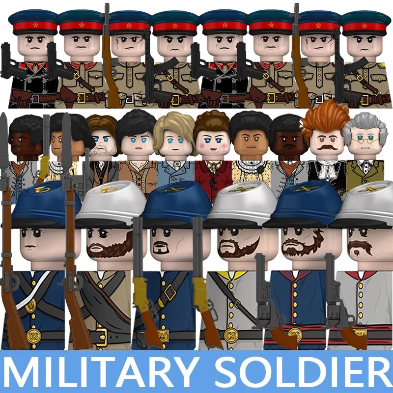 Militär-Serie Soldaten-Figuren Bausteine Amerikanischer Bürgerkrieg Infanterie Kavallerie Artillerie Truppen Offizier Krieger Bausteine Spielzeug