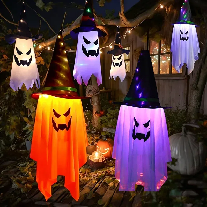 LED fliegende Hexenhüte, Halloween-Dekorationen, hängende Geisterlichter, leuchtende Zaubererlampe für Bar, Party, Anzieh