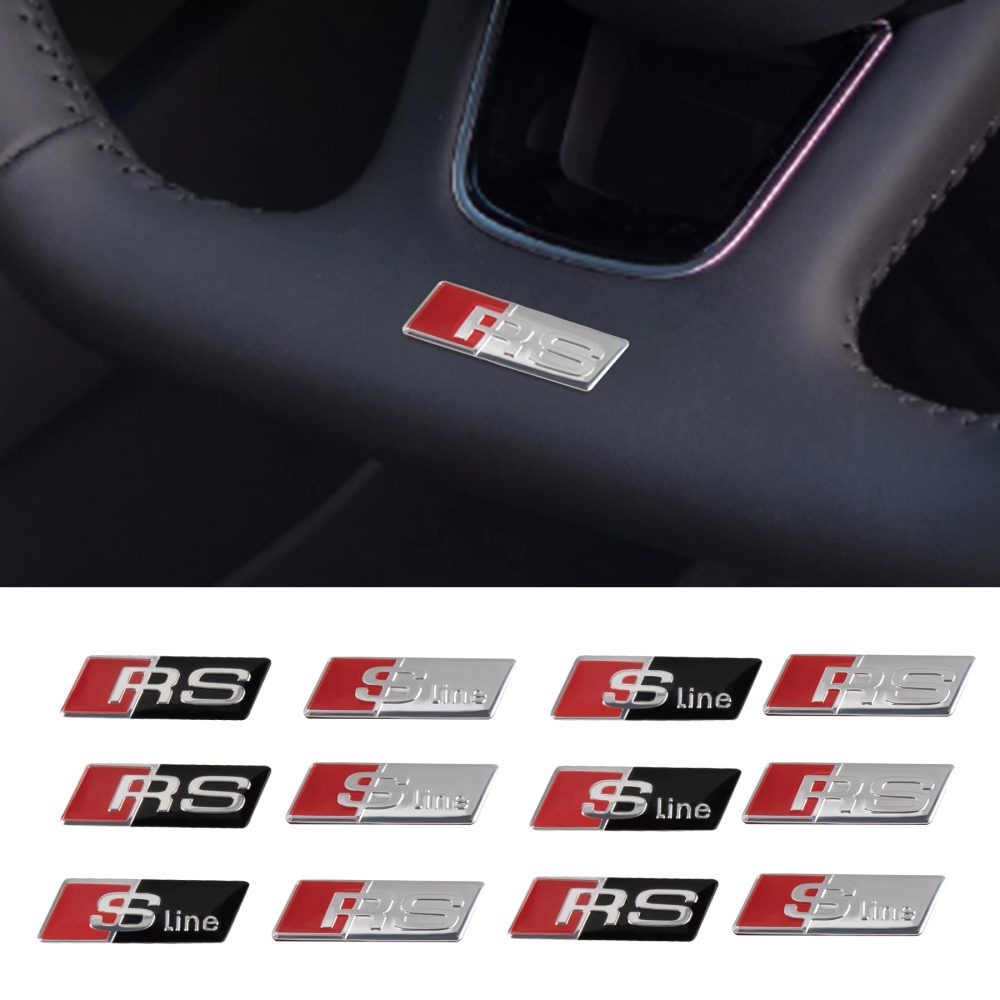2/5/10 Stück Auto RS Sline Emblem Lenkrad-Aufkleber Zubehör für Audi Sline A4 B7 B8 B9 A3 8P 8V 8L A5 A6 C6 C5 C7 A1 Q2 Q3
