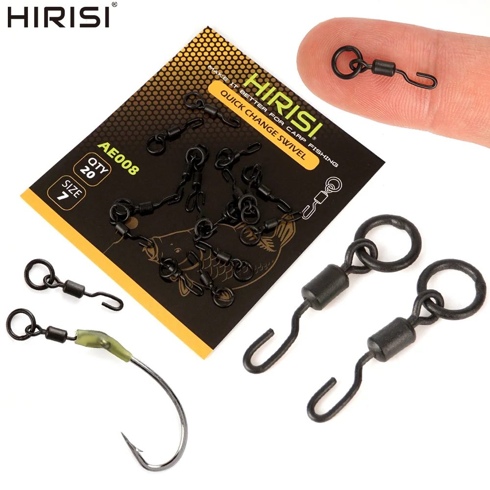Hirisi AE008 20/40 Stück Karpfenangelwirbel mit Schnappverschluss, Solid Ring Schnellwechselverbinder, Terminal Tackle Zubehör für Grobfischangeln