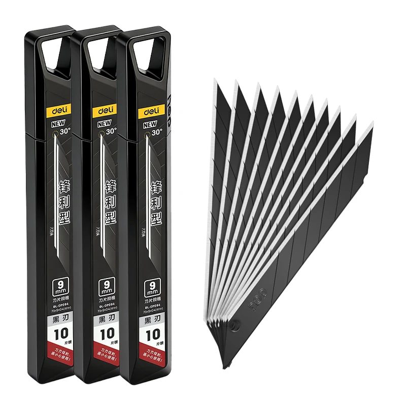 Präzisions-Universalmesserklingen, 0,4 mm dick, 9 mm breit, 30 Stück °   Winkellegierungsstahl für Kunst, Handwerk, Büro und präzise Schneidarbeiten