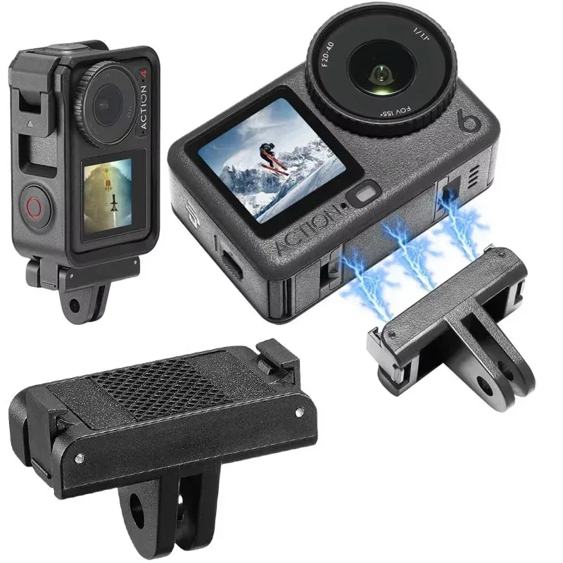 Für DJI Osmo Action 3/4/5 Magnetischer Schnellwechseladapter, faltbare Schnellwechsel-Zweiklauen-Halterung für DJI Action 5 Pro