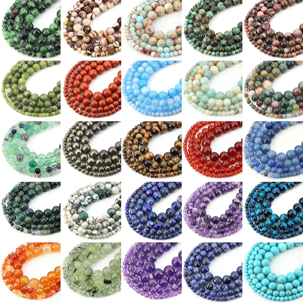 Natursteinperlen, blaues Tigerauge, Kristall, Amethyst, Rosenquarz, Edelsteinperle für Schmuckherstellung, Armband, Halskette, 4/6/8/10 mm