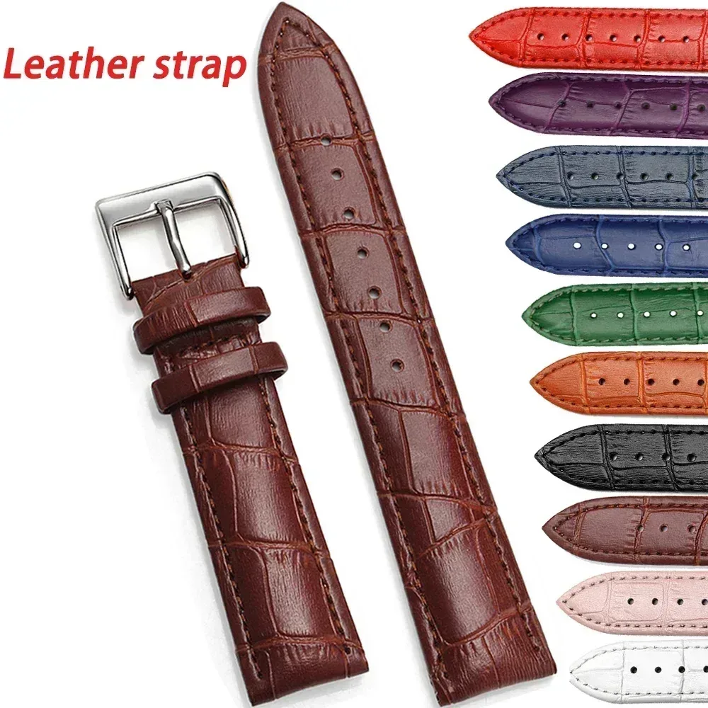 Leder-Uhrenarmbänder, 12/14/16/18/20 mm, 22 mm, 24 mm, Uhrenarmband, Stahl-Dornschließe, Zubehör, hochwertiges Armband