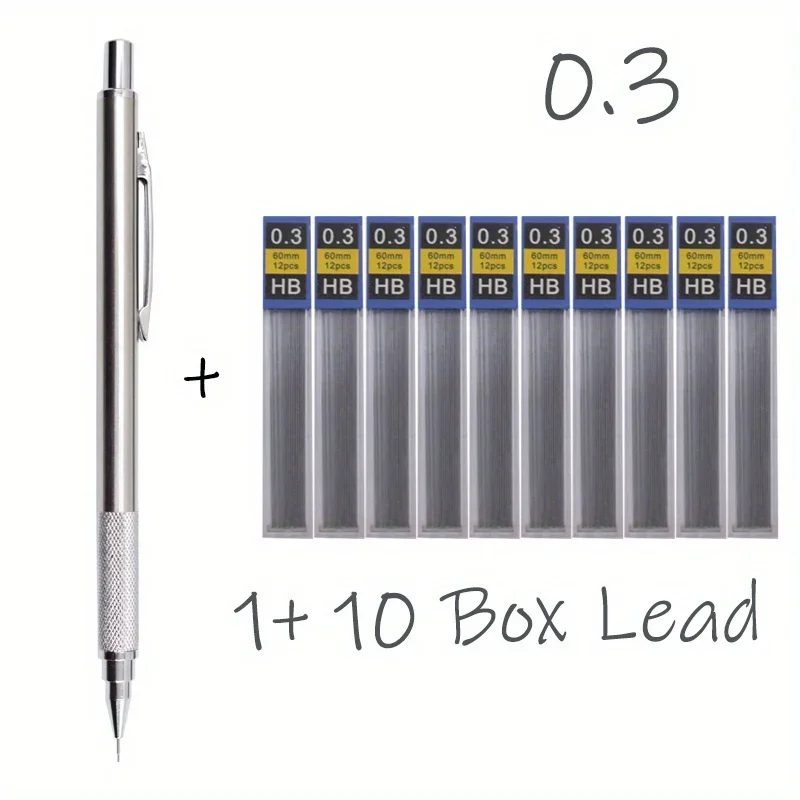 Ganzmetall-Druckbleistifte 0,3, 0,5, 0,7, 0,9, 1,3 2,0 mm Minenminen Kunst, Schreiben, Skizzieren, einziehbares Design