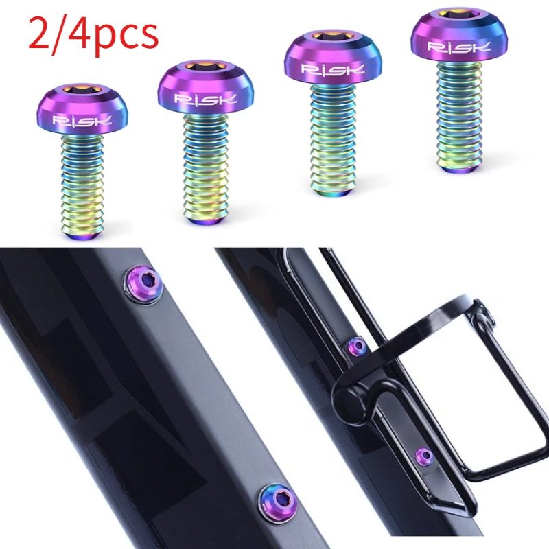 2/4 Stück Befestigungsschraube für Wasserflaschenhalter, M5 x 12 mm, Titanschraube mit Flachkopf für Mountainbikes, Rennräder