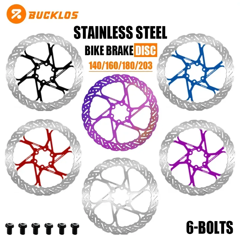 BUCKLOS Fahrrad-Bremsscheibe 140mm 160mm 180mm 203mm Fahrrad-Bremsscheiben für MTB Rennrad Edelstahl-Bremsscheiben Fahrradteile