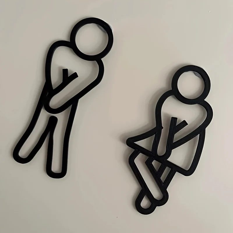 Lustige Badezimmer-Schilder für Männer und Frauen, kreativer 2D-Wandaufkleber mit flacher Toilettentür-Dekoration, Restaurant, Hotel, Café, Toilette, Beschilderung