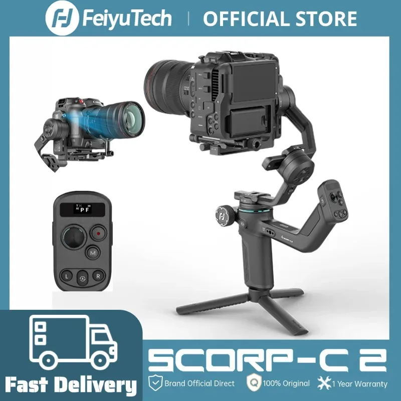 FeiyuTech SCORP C2 Stabilizzatore Gimbal per Fotocamera DSLR e Mirrorless, Gimbal Portatile per Vlogging, Tracciamento AI, Riprese Verticali
