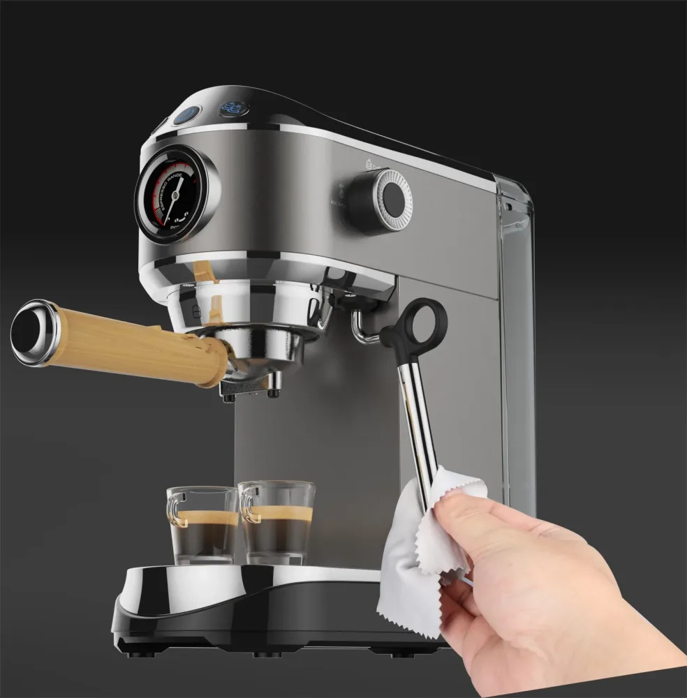 BioloMix 20 Bar Halbautomatische Espressomaschine ? Edelstahl mit Milchaufschäumrohr für Cappuccino & Latte