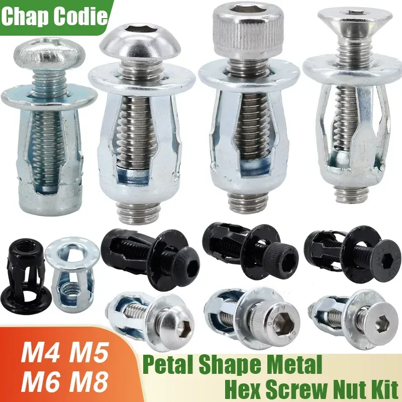 20/30/50Pcs Blütenblatt Form Niet Mutter Schraube Bolzen Kit Expansion Metall Nietmutter Panel Kennzeichen klemme Lock Jack Muttern M4 M5 M6 M8