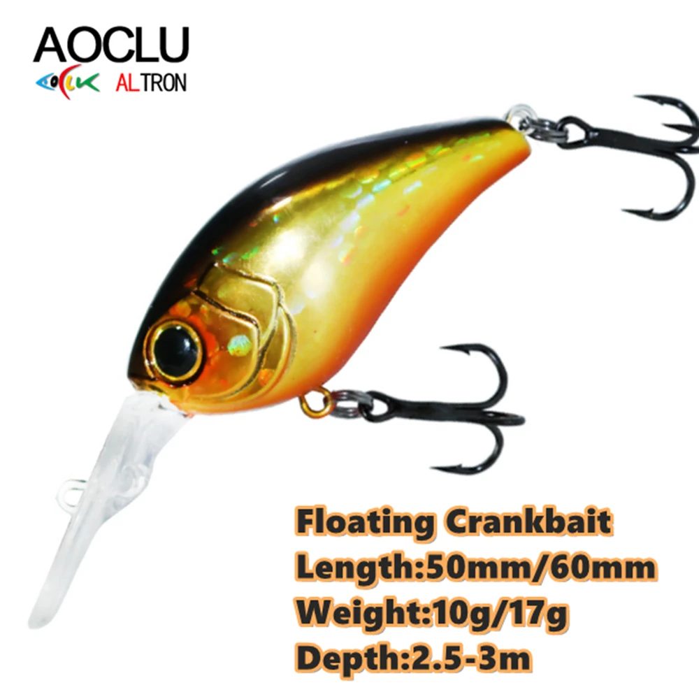 Aoclu schwimmende Elritze 50mm 10g 60mm 17g harte Köder Kurbel tiefe Taucher Tiefe 2,5-3m Angel köder lange Casting Haken Tackle Qualität