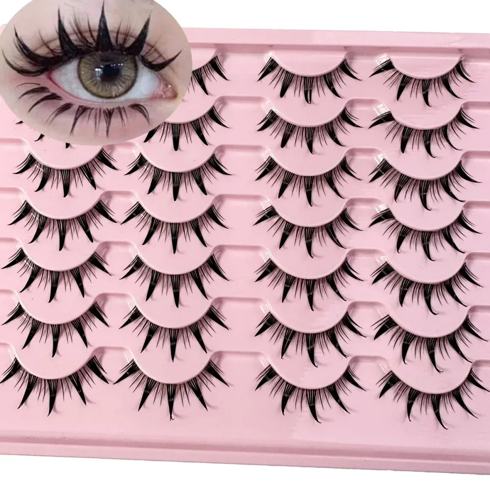 Neue 14/10/7/5Pairs Manga Wimpern Natürliche Wimpern Weiche Kreuz Wispy Klar Band Falsche Wimpern Puppe augen Wimpern Cosplay Verlängerung