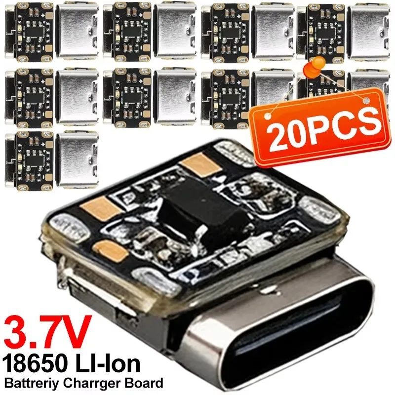 1-20 Stück 3,7V 18650 Mini Li-Ion Akku-Ladepad mit Typ-C-Eingang, Tastatur-Stromplatte mit Schutzkonverter für Powerbank