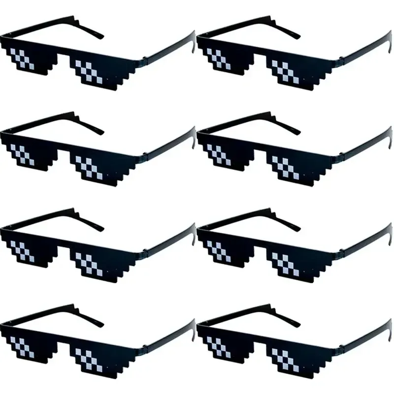 1?8 Stück Mosaik-Sonnenbrillen, coole Party-Vintage-Brillen für Männer, pixelierte Sonnenbrillen, lustige Damenbrillen