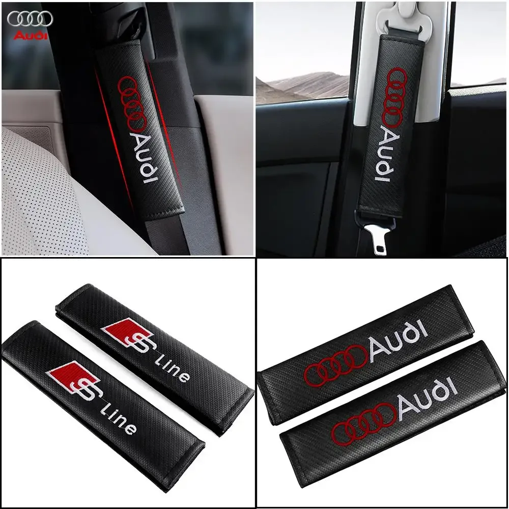 1/2 Stück Autosicherheitsgurt-Abdeckung Schulterprotektor Polster Zubehör für Audi Sline A3 A4 B8 A5 A1 A2 A6 Q3 Q5 Q7