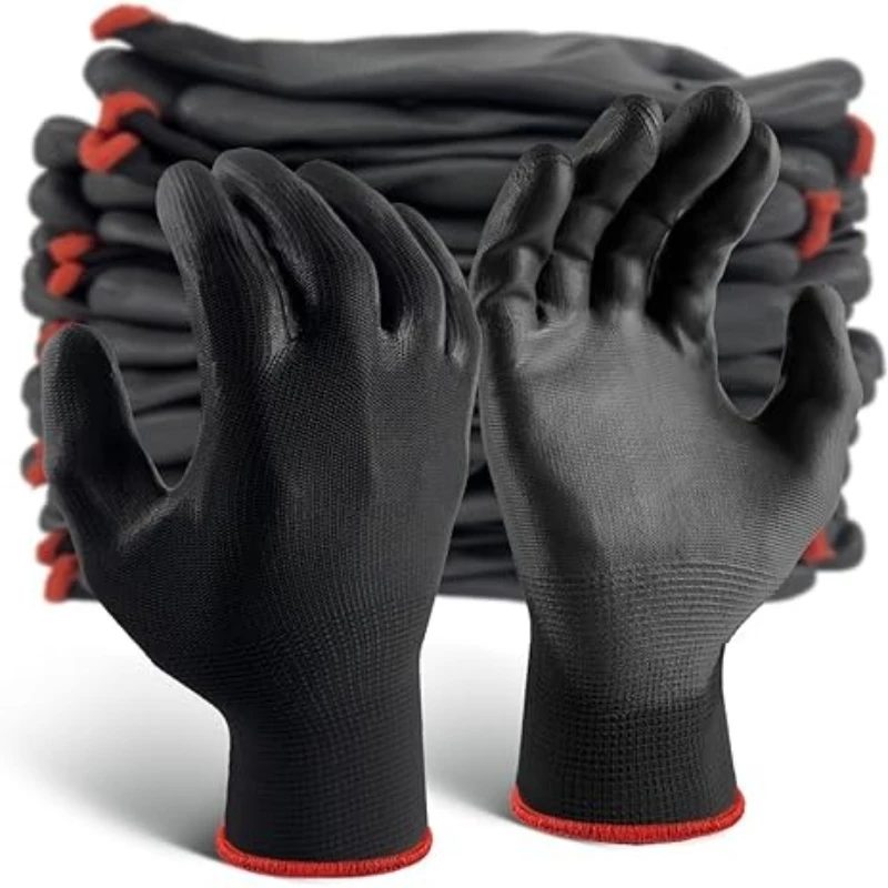 6/12/18 Stück PU-beschichtete Handschuhe, rutschfest, für mehrere Szenarien geeignet, Nylon-PU-Arbeitshandschuhe, sicher, langlebig, für Gartenarbeit, Maschinen, Autoreparatur