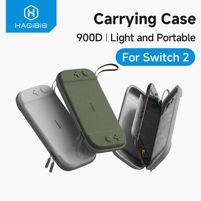 Hagibis Tragbare Tragetasche für Switch 2, Reisetasche, Hartschale, NS-Zubehör, Schutzhülle mit 10 Spielekassetten