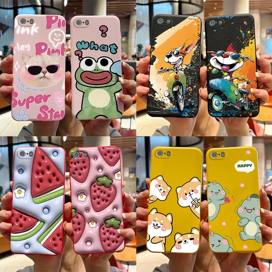 Für iPhone 5 5S Fall Nette Bär Cartoon Frosch Gemalt Soft Cover Für iPhone SE 2016 2020 2022 SE2 silikon Telefon Fall Coque Funda
