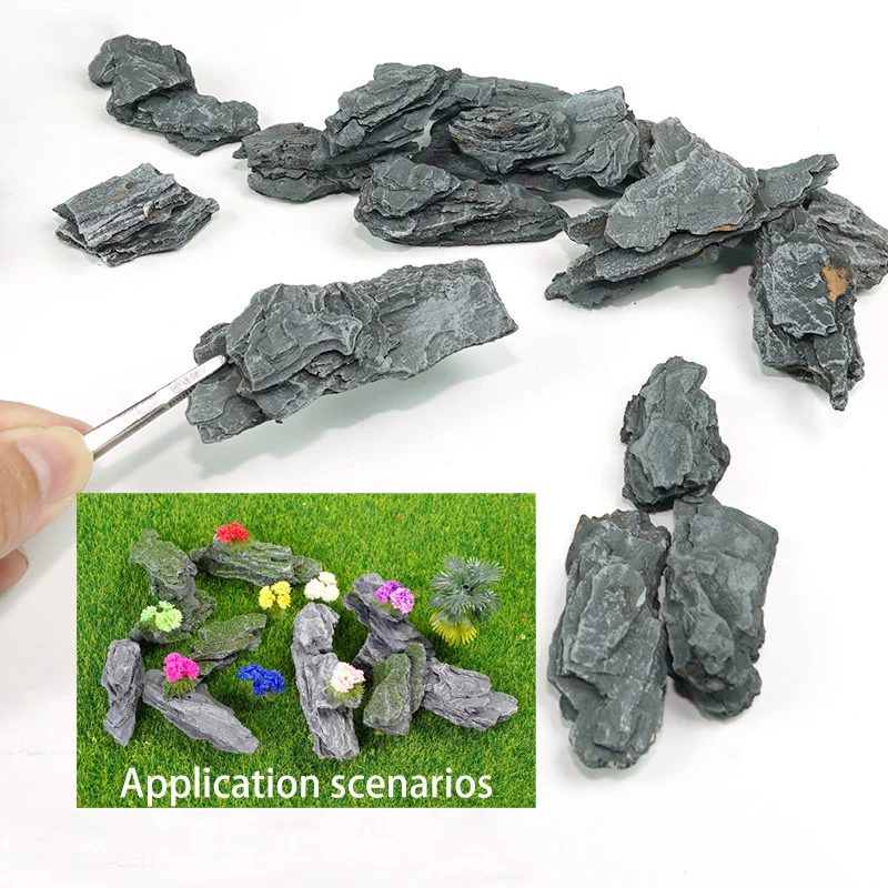 6 Stück zufällig geformte, unregelmäßige Simulationssteine für Mikrolandschaften, Steine für Layout-Materialien, 2?6 cm Länge, Modellbausätze, Outdoor-Waldsteine