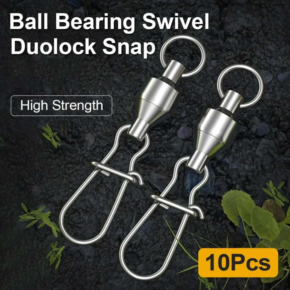 10 Stücke Angeln Kugellager Wirbel Duolock Snap Edelstahl Angeln Stecker Wirbel mit Kran Barrel Köder Fisch Tackle