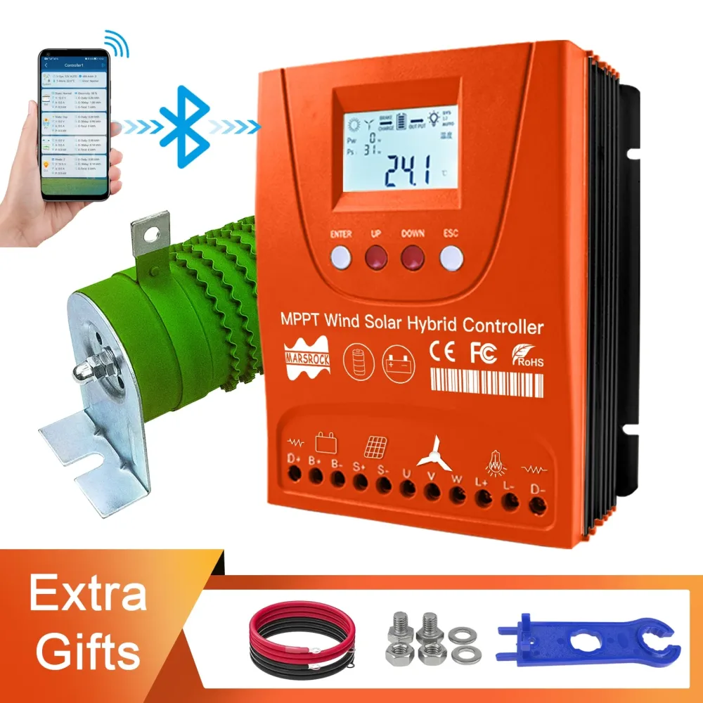 3000 W integrierter Bluetooth 12 V/24 V/48 V MPPT-Hybrid-Solarregler für Windkraftanlagen, mit LCD-Display, für Lifepo4-Vollbatteriesystem