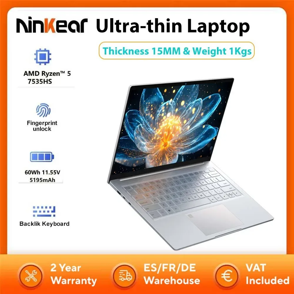 Ninkear S14 Ultra-dünnes Laptop-Tablet mit AMD Ryzen ?   5 7535HS 14 Zoll 16GB LPDDR5 1TB SSD Computer Notebook mit Unterstützung für Fingerabdruckerkennung