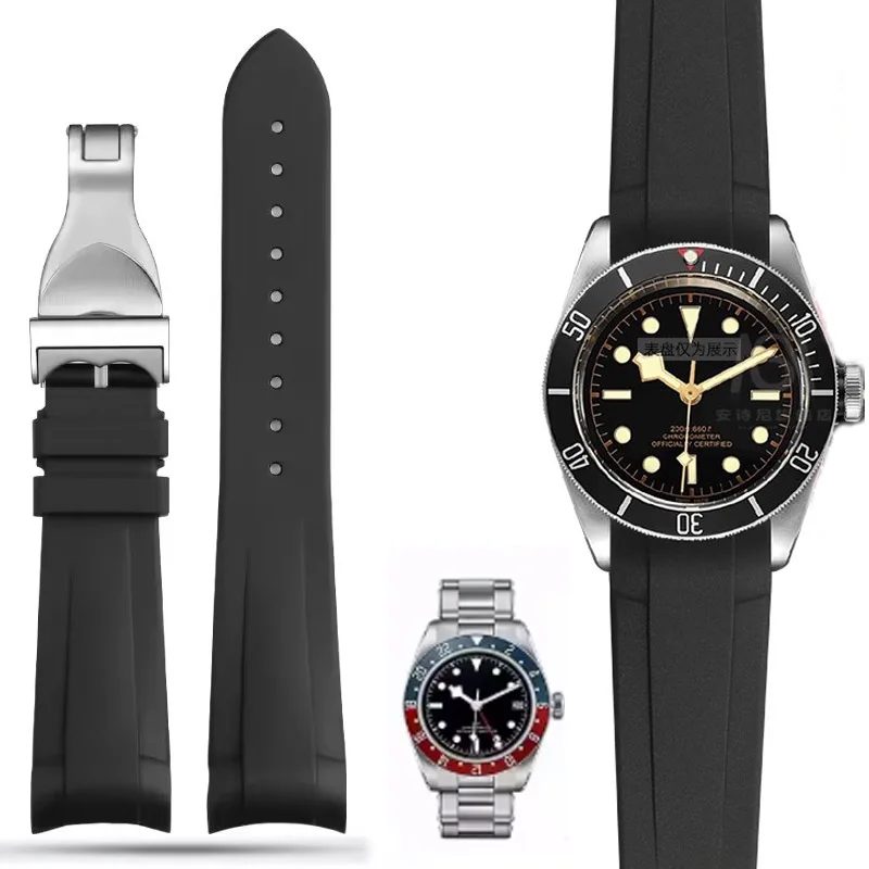 Naturkautschuk-Uhrenarmband, speziell für Tudor Black Bay 1958 41 mm GMT Pelagos Pin/Faltschließe Herren-Silikon-Uhrenarmband 22 mm