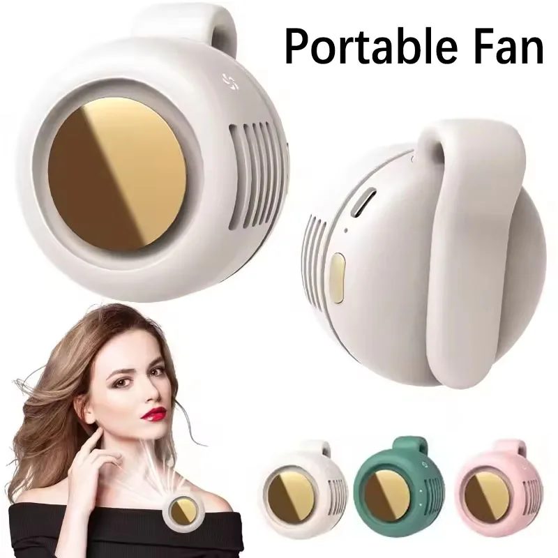 Tragbarer, leiser Ventilator, Mini-USB-wiederaufladbarer, blattloser, elektrischer Clip-Ventilator, verstellbarer 3-Gang-Taillenventilator für Outdoor-Sport, Büro