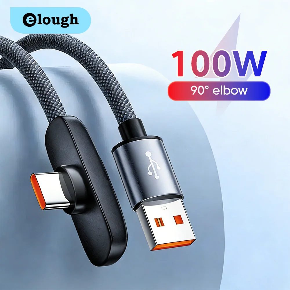 100W USB auf Typ-C Schnellladegerät 90 °   Elbow Datenkabel PD USB-C Super-Ladekabel für Samsung S23 S22 Huawei POCO Realme