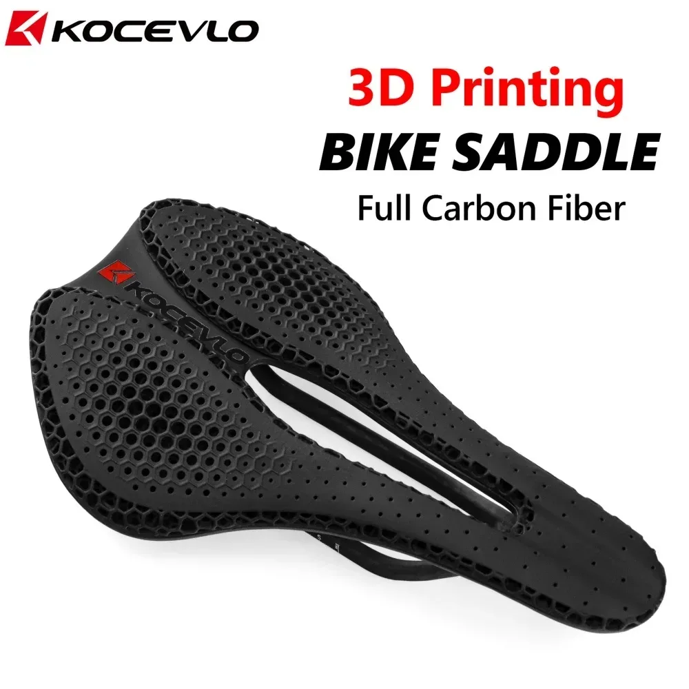 KOCEVLO 3D-gedruckter Fahrradsattel aus Kohlefaser, 240 x 143 mm, MTB, Mountainbike, Rennrad, Kissen
