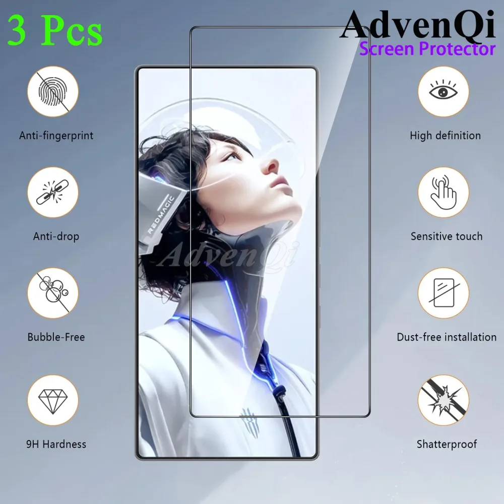 3 Stück für Nubia RedMagic 11 Pro 11S Pro + ZTE Displayschutzfolie aus gehärtetem Glas, Kristall-HD-Mica, 9H, kratzfest