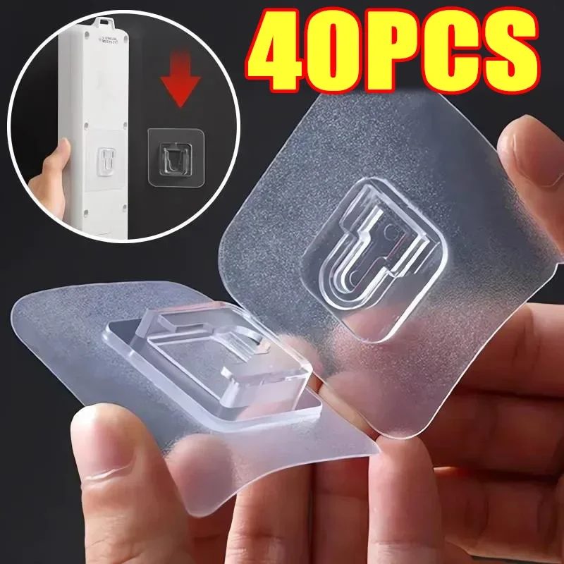Doppelseitig klebende Wandhaken, Aufhänger, starker transparenter Saugnapf, Aufbewahrungssteckdose, Haken für Badezimmer, Küche, Schlafzimmer, Haken-Set