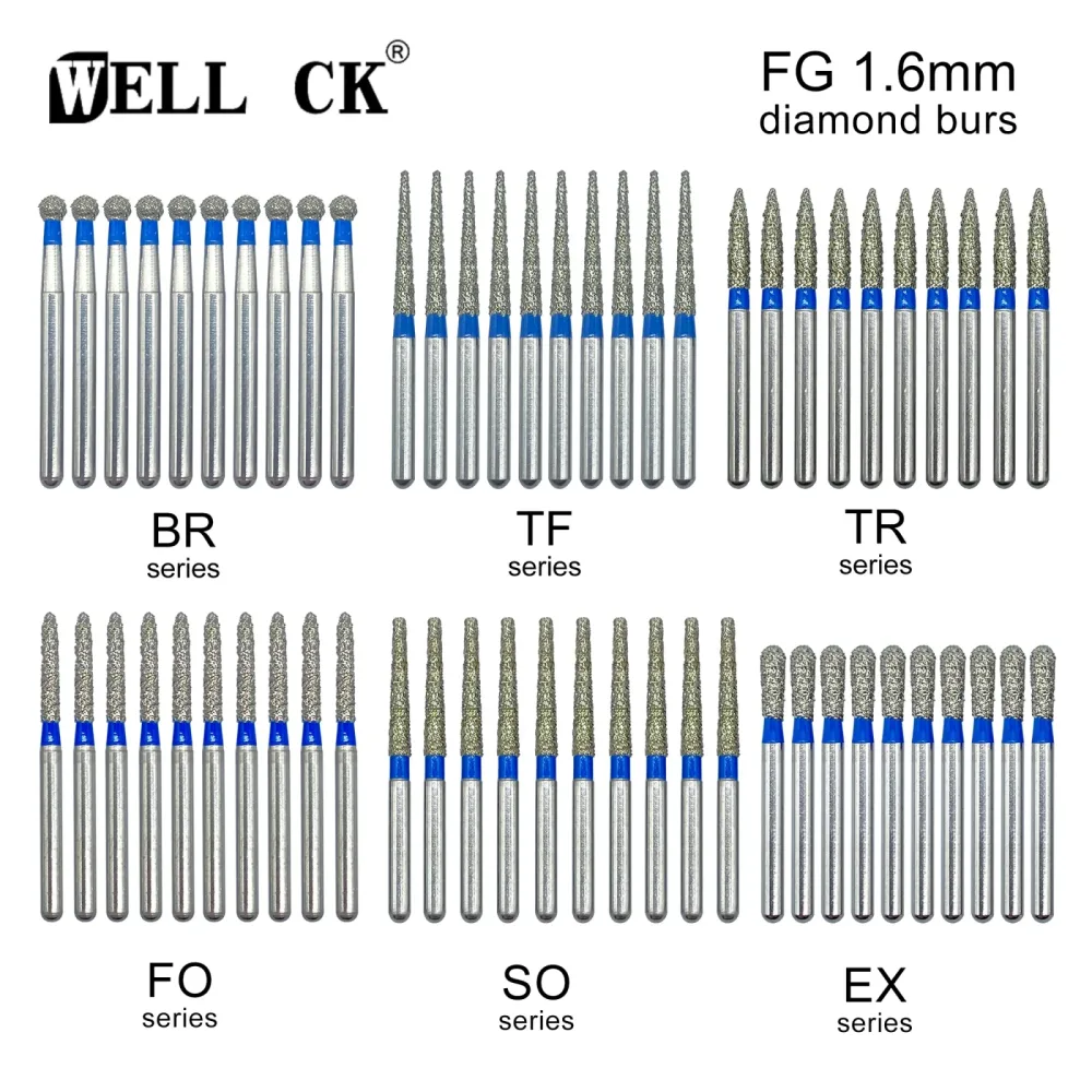 10 Teile/paket WellCK Dental Diamant Bohrer Bohrer 59 Größen FG 1,6mm Bohrer für High Speed Handstück Zahnmedizin Werkzeuge