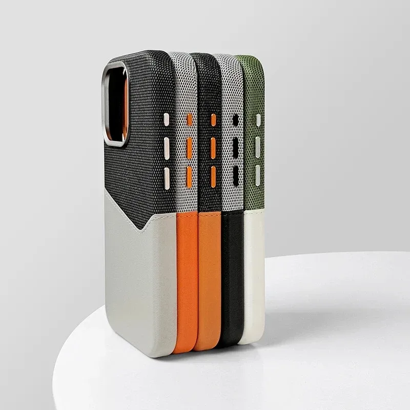 Kartenfachhalter Leinen-Leder MagSafe Handyhülle für iPhone 18Pro 16 15 14 17ProMax Magnetisches Kabelloses Laden Stoßfeste Hülle