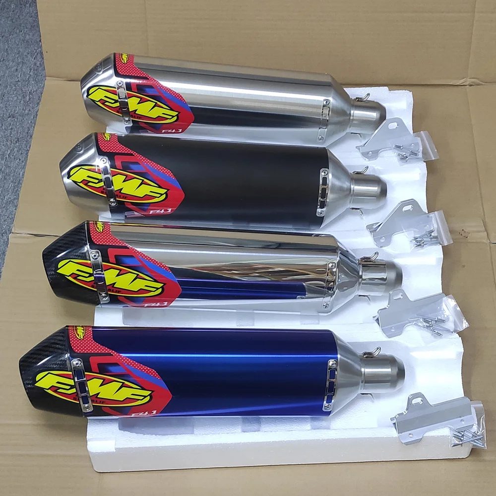 Länge 470mm Einlass 51mm Motorrad-Auspuffrohr FMF 4T Schalldämpfer mit Halterung Universal Motorrad Motocross Roller Auspuff Moto