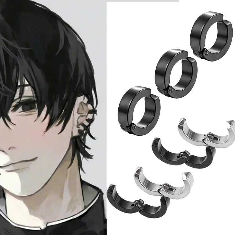 2 stücke Anime Kettensäge Mann Yoshida Hirofumi Cosplay Ohr Clip Ohrringe Frauen Männer Punk Schwarz Keine Durchbohrt Gefälschte Ohr Kreis pop Schmuck