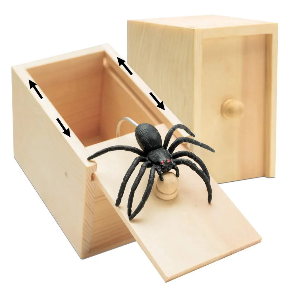 Trick Spider Lustige Scare Box Holz Versteckte Box Qualität Streich Holz Scare Box Spaß Spiel Streich Trick Freund Büro Spielzeug