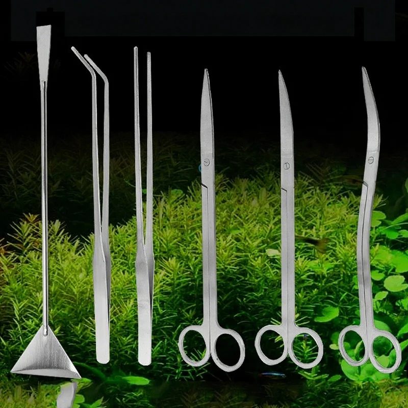 Aquarium Schere Pinzette Werkzeug Aquarium Pflanzen Welle Schere Wasser Gras Edelstahl Reinigung Werkzeuge Halter Aquarium Zubehör