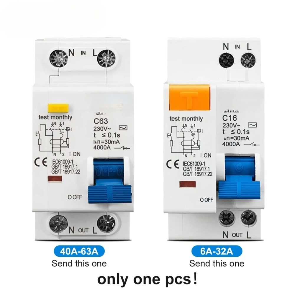 230 V 1P+N Fehlerstromschutzschalter mit Über- und Kurzstrom-Leckageschutz RCBO MCB