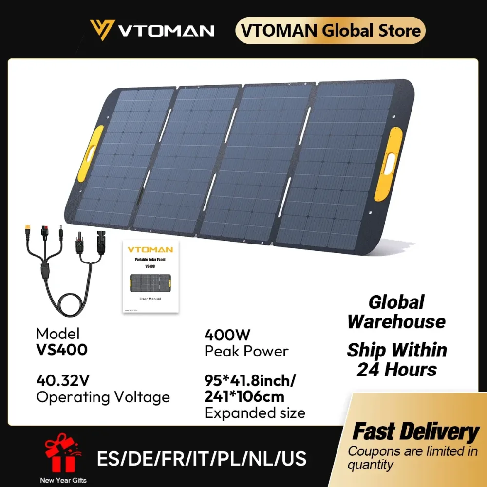 VTOMAN VS400W faltbares Solarpanel, 40,32 V, hocheffizientes, tragbares Solarladegerät für Outdoor-Kraftwerke
