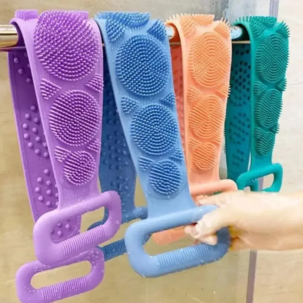 Körperschwamm, Silikon-Rückenbürsten, Badetücher, Schrubber, Reiben, Rückenpeeling, Massage, Duschgurt, verlängerte Haut, saubere Bürsten