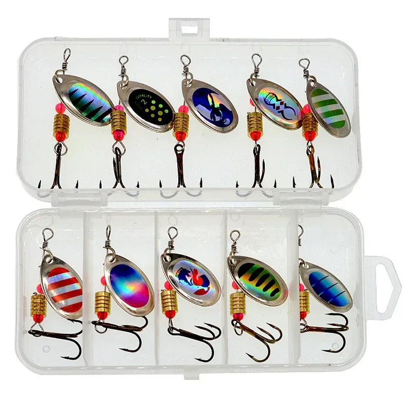 10 teile/satz Metall Löffel Spinner Angeln Locken Spoonbait Wobbler Wobbler Köder Für Bass Hecht Häkeln Süßwasser Angeln