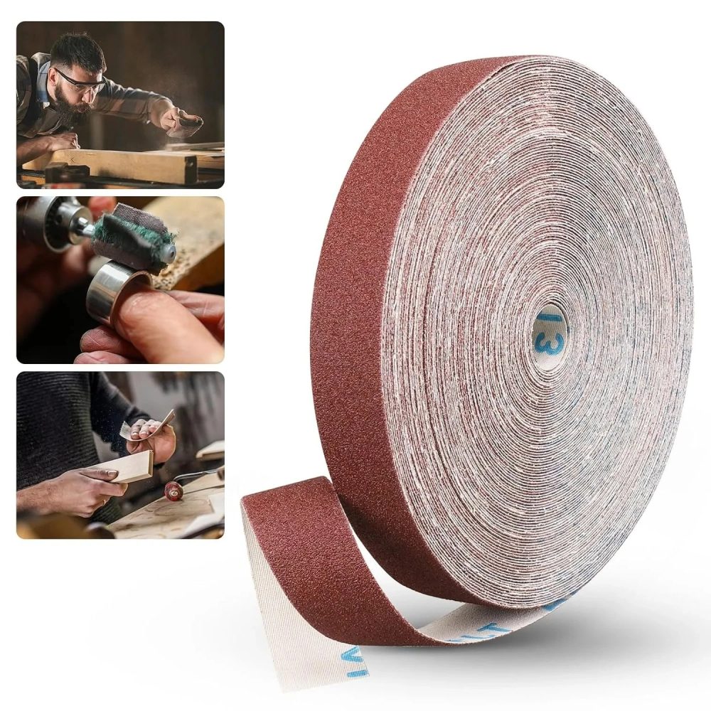1-Zoll-Schleifstoffrollen, durchgehendes Schleifpapier (2m / 5m) geeignet für Holzschleifen, Metallpolieren, Autopflege
