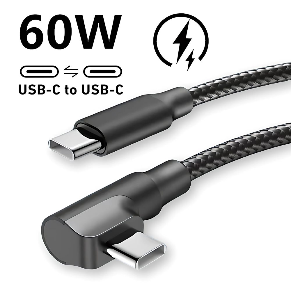 90-Grad-Winkel-USB-C-Schnellladekabel für iPhone 17 16 15 Pro Max Samsung Xiaomi Redmi POCO OnePlus Nylon-geflochtenes Typ-C-Kabel