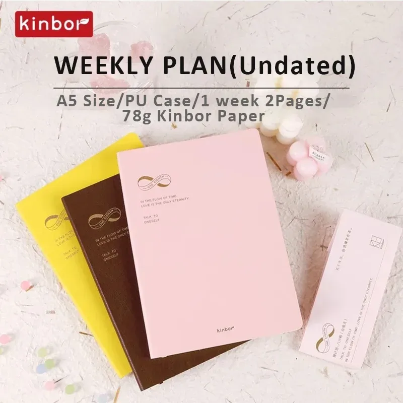 Neuer Kinbor A5 undatierter Planer 2025, weiches PU-Reisende-Notizbuch, Agenda, Geldsparbuch, störende Checkliste, Todo-Goal-Briefpapier