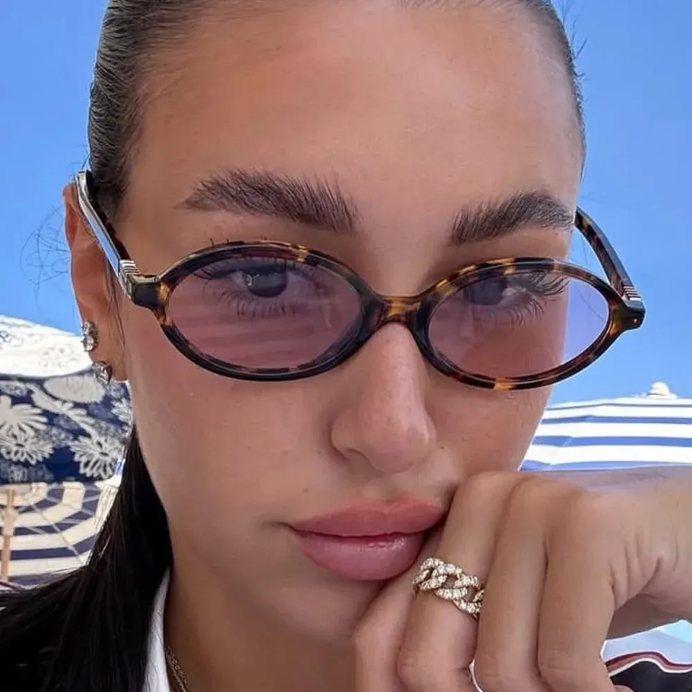 Vintage kleine ovale Leoparden-Sonnenbrille in Schwarz für Damen, neue Modemarke, Farbverlauf, elegante Y2K-Sonnenbrille, Damen-Hip-Hop-Sonnenbrille